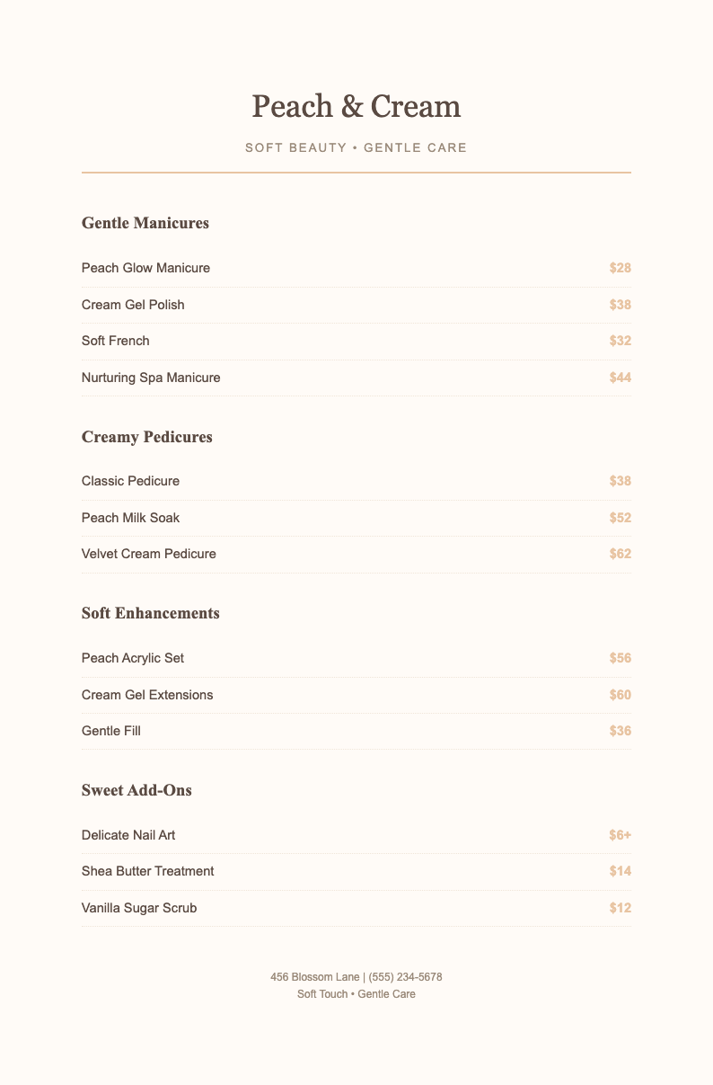 Peach cream nail price list